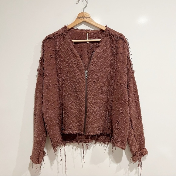 Free People Shaggy Shag Fringe Zip Jacket Blazer - Picture 7 of 7
